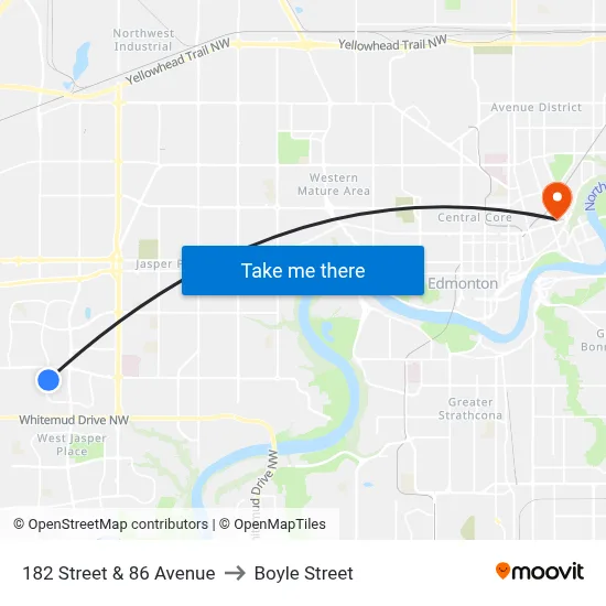 182 Street & 86 Avenue to Boyle Street map