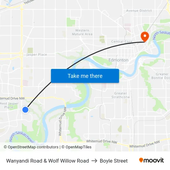 Wanyandi Road & Wolf Willow Road to Boyle Street map