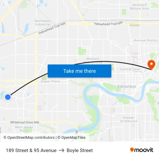 189 Street & 95 Avenue to Boyle Street map