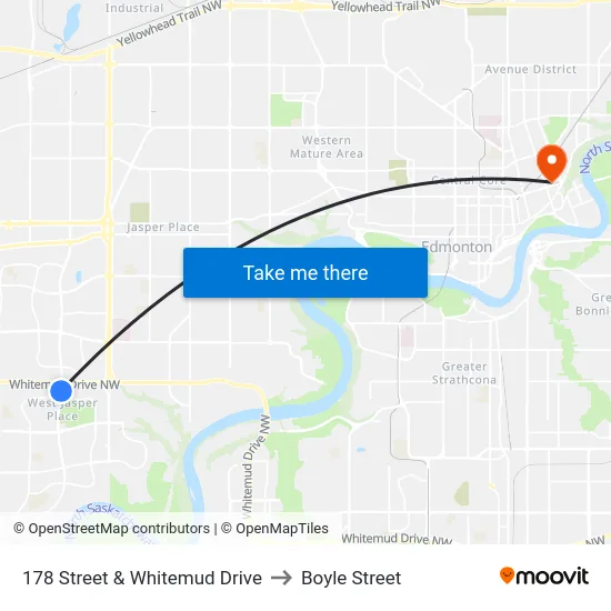 178 Street & Whitemud Drive to Boyle Street map