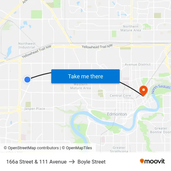166a Street & 111 Avenue to Boyle Street map