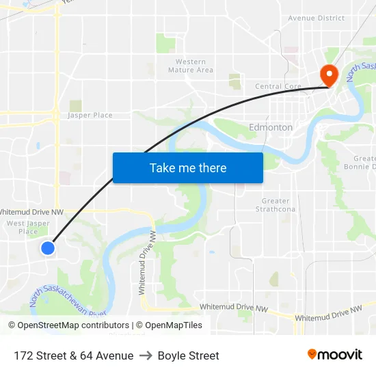 172 Street & 64 Avenue to Boyle Street map