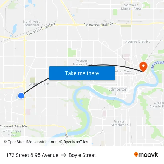 172 Street & 95 Avenue to Boyle Street map