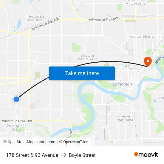178 Street & 93 Avenue to Boyle Street map