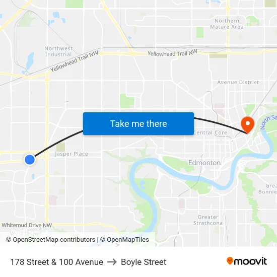 178 Street & 100 Avenue to Boyle Street map
