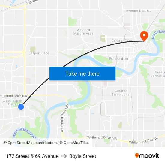 172 Street & 69 Avenue to Boyle Street map