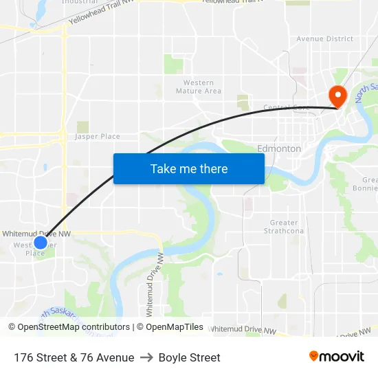 176 Street & 76 Avenue to Boyle Street map