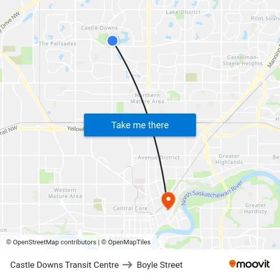 Castle Downs Transit Centre to Boyle Street map