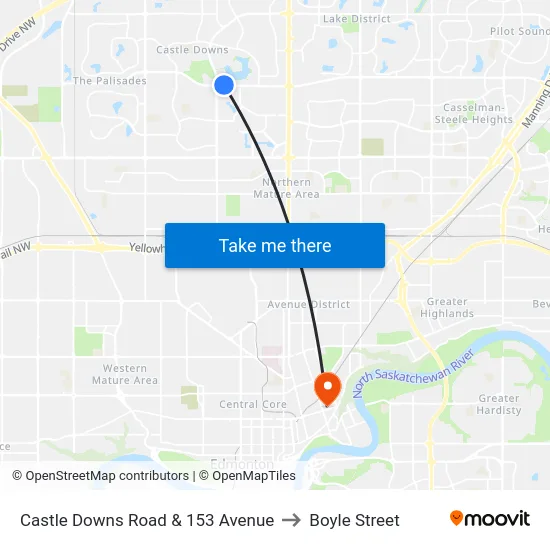 Castle Downs Road & 153 Avenue to Boyle Street map