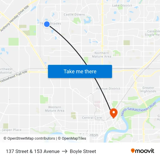137 Street & 153 Avenue to Boyle Street map