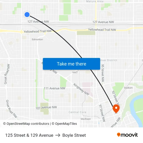 125 Street & 129 Avenue to Boyle Street map