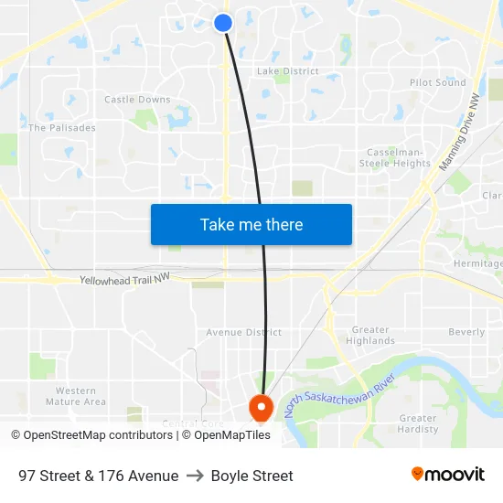 97 Street & 176 Avenue to Boyle Street map