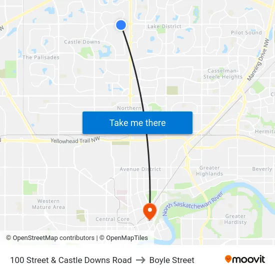100 Street & Castle Downs Road to Boyle Street map