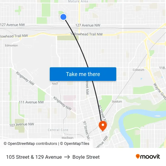105 Street & 129 Avenue to Boyle Street map