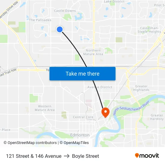 121 Street & 146 Avenue to Boyle Street map