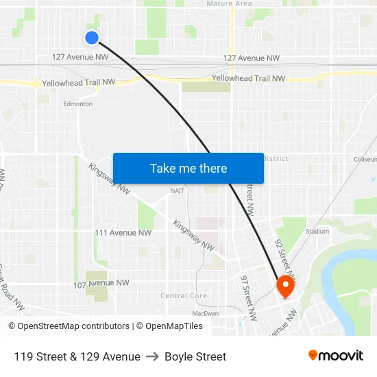 119 Street & 129 Avenue to Boyle Street map