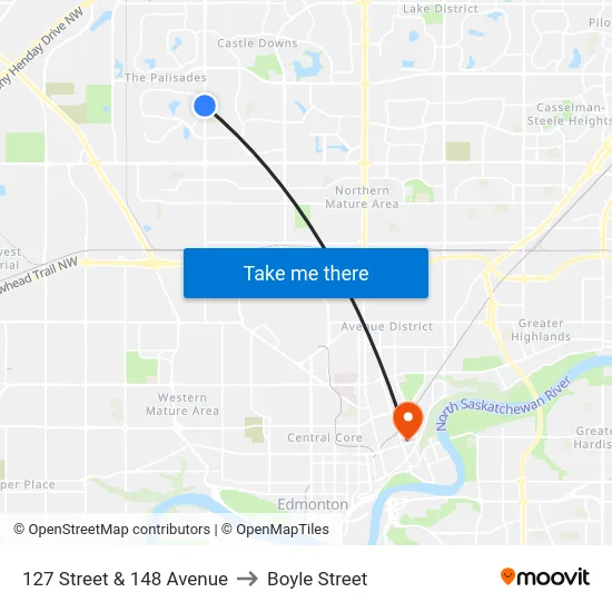 127 Street & 148 Avenue to Boyle Street map