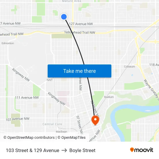 103 Street & 129 Avenue to Boyle Street map