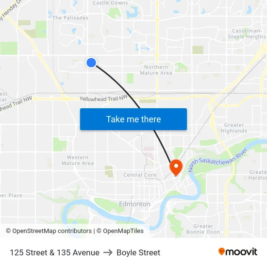 125 Street & 135 Avenue to Boyle Street map
