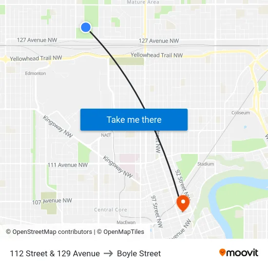 112 Street & 129 Avenue to Boyle Street map