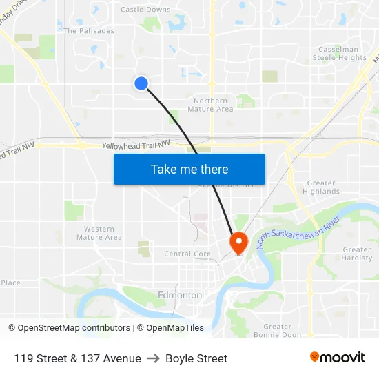 119 Street & 137 Avenue to Boyle Street map