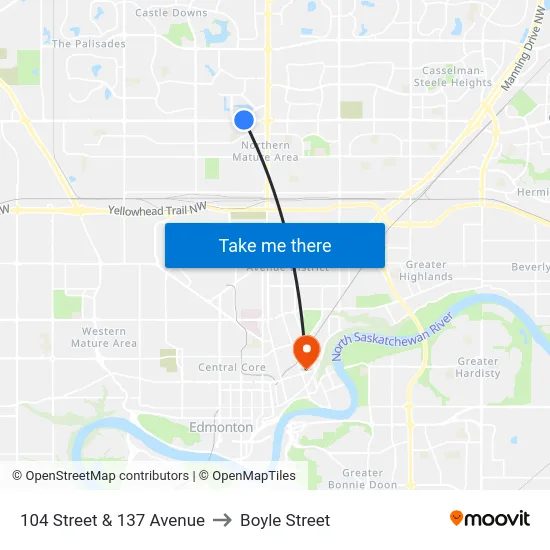 104 Street & 137 Avenue to Boyle Street map