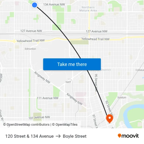 120 Street & 134 Avenue to Boyle Street map