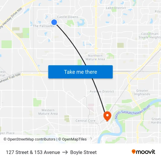 127 Street & 153 Avenue to Boyle Street map