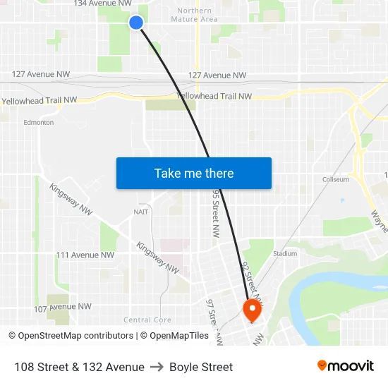 108 Street & 132 Avenue to Boyle Street map