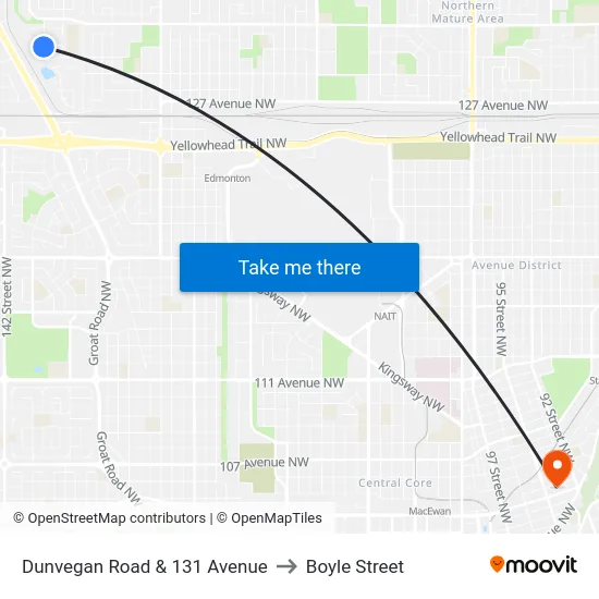 Dunvegan Road & 131 Avenue to Boyle Street map