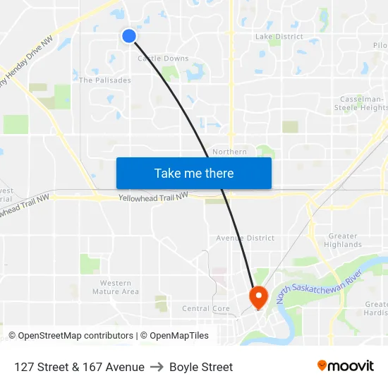 127 Street & 167 Avenue to Boyle Street map