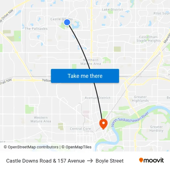Castle Downs Road & 157 Avenue to Boyle Street map