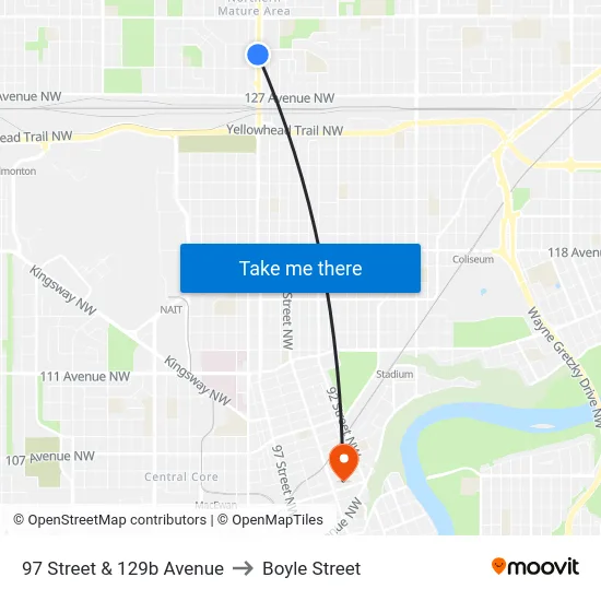 97 Street & 129b Avenue to Boyle Street map