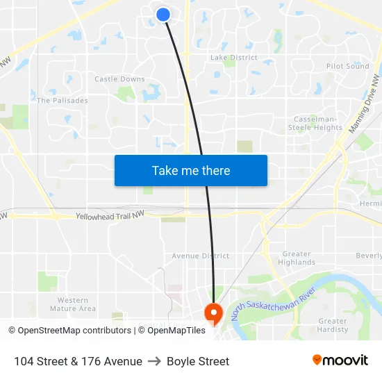 104 Street & 176 Avenue to Boyle Street map
