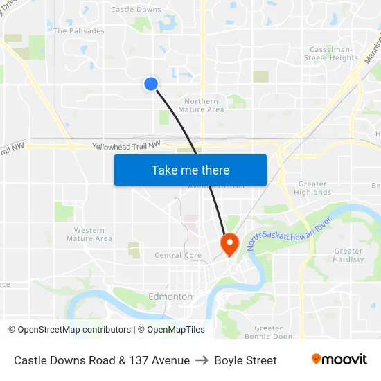 Castle Downs Road & 137 Avenue to Boyle Street map
