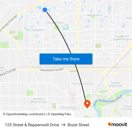 125 Street & Rapperswill Drive to Boyle Street map