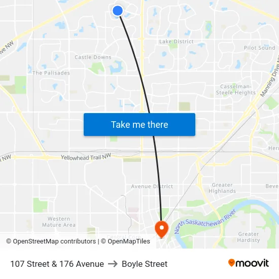 107 Street & 176 Avenue to Boyle Street map