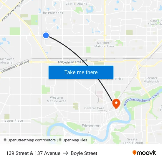 139 Street & 137 Avenue to Boyle Street map