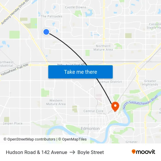 Hudson Road & 142 Avenue to Boyle Street map