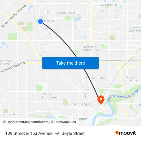 139 Street & 153 Avenue to Boyle Street map