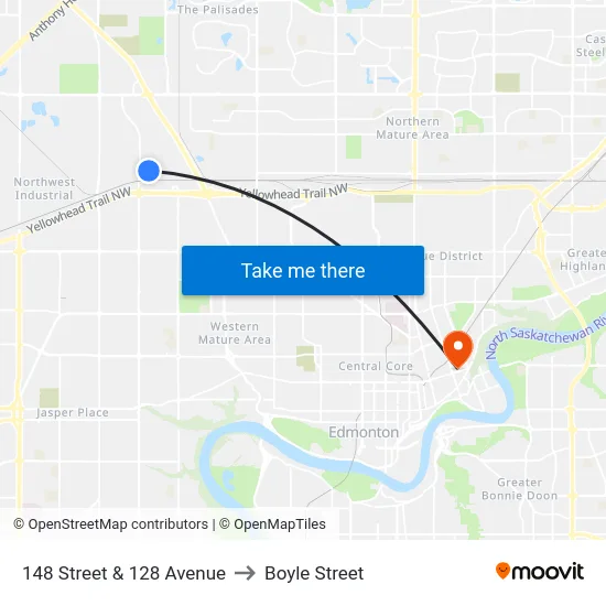 148 Street & 128 Avenue to Boyle Street map