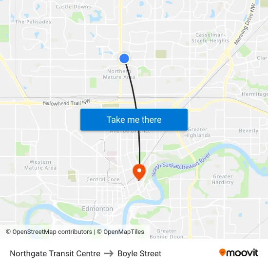 Northgate Transit Centre to Boyle Street map