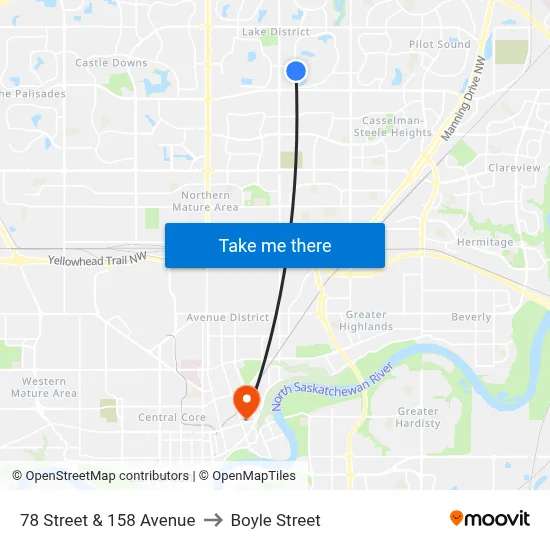 78 Street & 158 Avenue to Boyle Street map