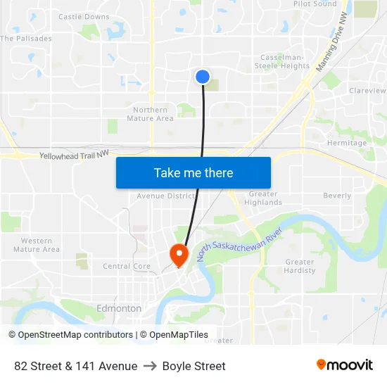 82 Street & 141 Avenue to Boyle Street map
