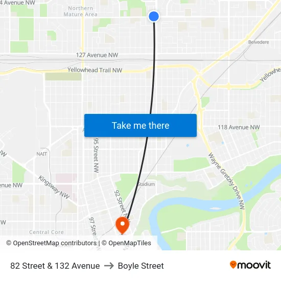 82 Street & 132 Avenue to Boyle Street map