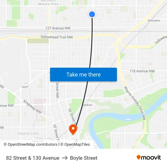 82 Street & 130 Avenue to Boyle Street map