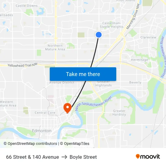 66 Street & 140 Avenue to Boyle Street map