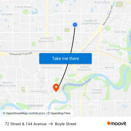 72 Street & 144 Avenue to Boyle Street map
