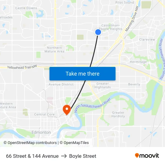 66 Street & 144 Avenue to Boyle Street map