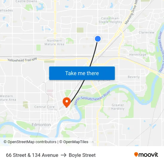 66 Street & 134 Avenue to Boyle Street map